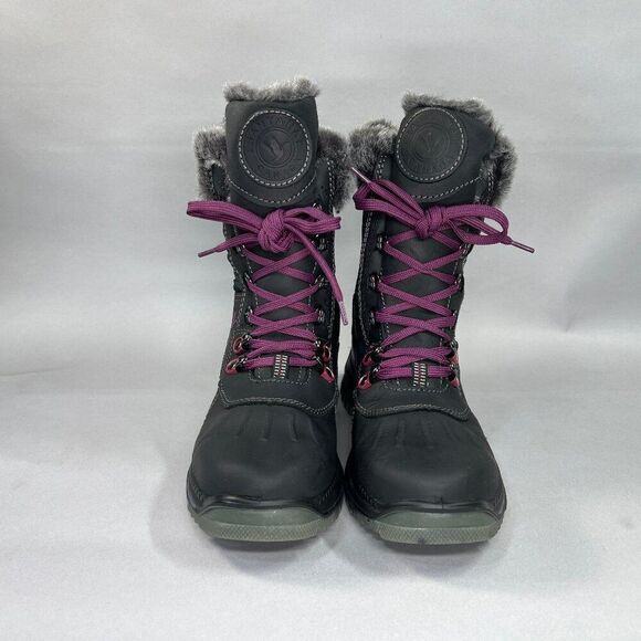 Santana Canada Maldine 2 Boots Women's Size 7 Black Leather Faux Fur Winter Boot - Picture 2 of 15